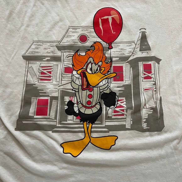 Warner Bros 100 Looney Tunes Daffy Duck Pennywise IT T-shirt YL AXS - Picture 2 of 4